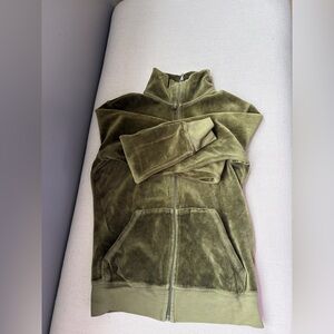 Juicy Couture Olive Velour Zip-Up Jacket
